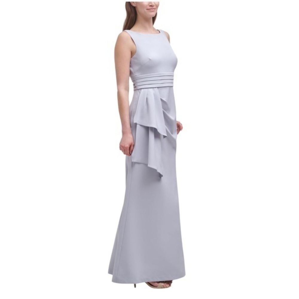 Vince Camuto Sleeveless Silver Gray Ruched Front Formal Evening Dress Size 12‎